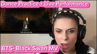 First time reaction to BTS- Black Swan (MV+ Dance Practice + Live Performance)