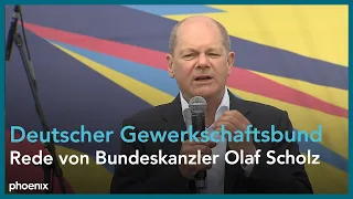 Bundeskanzler Olaf Scholz bei der Hauptkundgebung des DGB zum 1. Mai