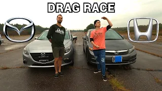 Honda Civic Vs. Mazda 3 DRAG RACE!