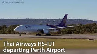 Uncommon Sight in Perth - Thai Airways International (HS-TJT) Boeing 777 departing Perth Airport.