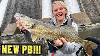 She Caught Her NEW PB WALLEYE at GIANT SPILLWAY!!! (Catch & Cook!)