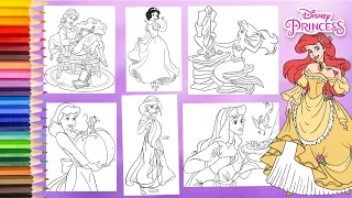 Coloring Pages Disney Princess Belle Cinderella Jasmine Snow White Ariel Aurora - COMPILATION