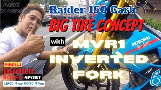 Raider 150 BIGTIRE CONCEPT with MVR1 INVERTED FORK, 120/70 Rear 100/80front Pirelli Diablo Sport