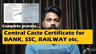 Central Caste Certificate for BANK, SSC, RAILWAY and Other exams