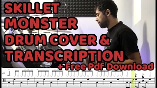 Monster - Skillet Drum Cover & Transcription (+Free pdf sheet music/score)