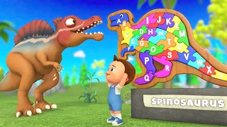 Learning Alphabets with Wooden Dinosaur Spinosaurus Puzzle Toy Set | A-Z Alphabets For Kids 3D Edu