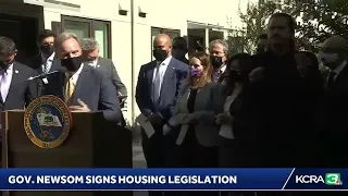 Gov. Gavin Newsom is in Alameda County to sign legislation aimed at boosting affordable housing