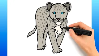 How To Draw A Snow Leopard (Easy Drawing Tutorial)