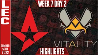 AST vs VIT Highlights | LEC Summer 2022 W7D2 | Astralis vs Team Vitality
