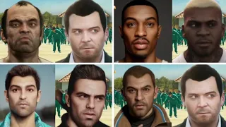 Every GTA Protagonist Singing Squid Game Red light green light Deepfake video