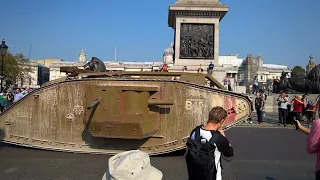Bovington Tank Museum Mk IV WW1 tank replica in Trafalgar Square, London 15th September 2016
