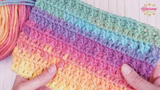 EASIEST Textured Crochet Blanket - Textured Trebles -TWO Row Repeat! Beginner +