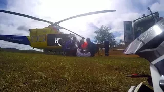 DIRTBIKE CRASH into  tree. 11 broken ribs