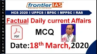 Ep-599 | 18 March 2020 Hindi current affairs | daily current affairs