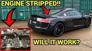 IM REBUILDING MY BROKEN AUDI R8 ENGINE! FULL ENGINE REBUILD!