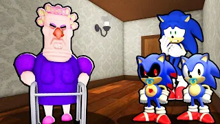 SONIC, BABY SONIC AND BABY SONIC.EXE VS ESCAPE GRUMPY GRAN IN ROBLOX