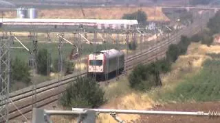 Greek trains at speed, inside and out