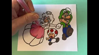 ⭐️👑🍑Luigi & Toad Saving Princess Peach colouring #colouring #luigi  #princesspeach #lefthanded