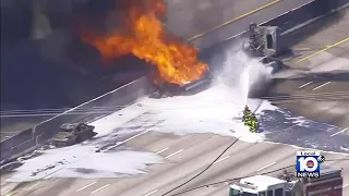 5 people injured in fiery wreck that became traffic mess on I-95