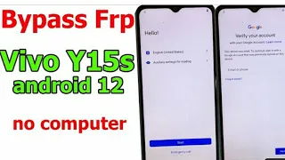 Vivo Y15s Frp Bypass Android 12 New Security 2023  Vivo Y15s V2120 Google Account Unlock Without PC