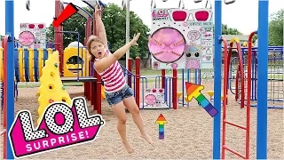 LOL Surprise BIGGIE PETS Scavenger Hunt For LOL Dolls At The Outdoor Playground PARK with Kids!