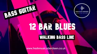 12 Bar Blues - Walking Bass Line in G || Bass Guitar Play Along TAB