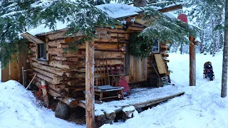 ❄️Winter Wonderland At The Off Grid Log Cabin. Magical Snowy Forest. ❄️