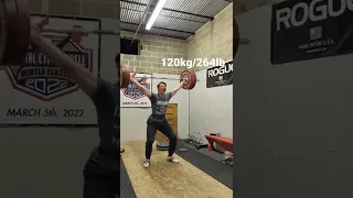 Snatch 120kg/264lb bw:167lb