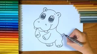 How To Draw a Hippo step by step for Kids