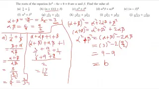 ROOTS OF QUADRATIC EQUATIONS (alpha and beta)