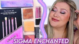 TRYING ALL THE NEW SIGMA BEAUTY LAUNCHES! ENCHANTED MINI PALETTE + BRUSH SET!