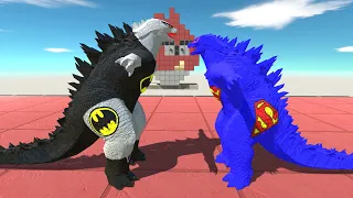 Great War Superman Godzilla 2014 Vs Batman Godzilla 2014 Death run-Animal Revolt Battle Simulator