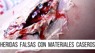 CÓMO HACER HERIDAS FALSAS CON MATERIALES CASEROS | Halloween | Laucacau