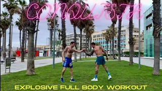 SUPER EXPLOSIVE FULL BODY WORKOUT ON THE BEACH (Description)