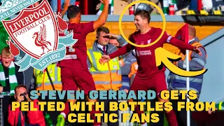 Gerrard gets pelted with BOTTLES from Celtic fans after scoring in charity game for Liverpool