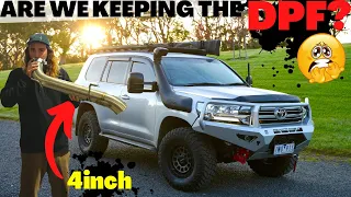 YOU GOTTA HEAR THIS THING! 4" Exhaust DIY Instal Toyota LC200 V8 BUILD! MODIFIED 4x4 overlanding