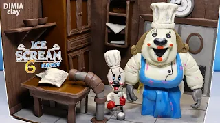 🍦 Ice Scream 6 room made of Clay - Chef Mini Rod and Mati Robot - new diorama