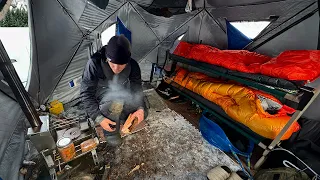 Ice Camping in -30 degrees w/ a Wood Stove