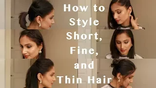 6 Heatless Hairstyles for Fine, Thin and Short hair | How to style 3rd day Short, Fine and Thin hair