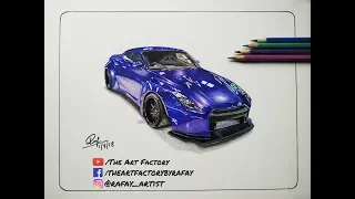 LibertyWalk Nissan Gtr R35 drawing speedart | Realistic car drawing