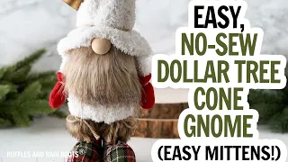 Fall Gnome / Christmas Gnome / Dollar Tree Gnome / Cone Gnome / DIY Gnome Mittens / Cute Gnome DIY