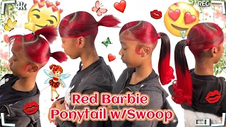 ❣️Sleek Barbie Ponytail w/Swoop | Red Skunk Stripes 90's Hairstyle Ft.#ULAHAIR Review