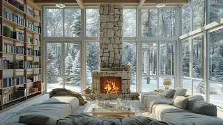 Tranquil Snowy Forest Fireplace for Relaxation | Cozy Ambience for Stress Relief and Better Sleep