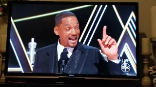 Will Smith acceptance speech after defending his wife by slapping Chris Rock on stage at the Oscar's