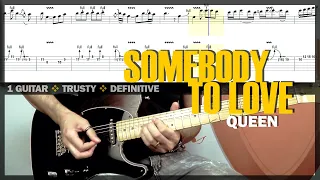 Somebody to Love 💛 Guitar Cover Tab | Solo Lesson | Stage Rhythm Guitar | BT with Vocals 🎸 QUEEN