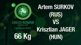 Group B Round 1 - Greco-Roman Wrestling 66 kg - A. SURKOV (RUS) vs K. JAGER (HUN) - Tehran 2015