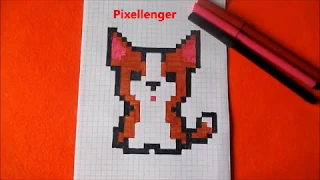 How to draw Dog Puppy Welsh Corgi Pixel Art #Corgi , #dog, #Pixelart, #howtodraw