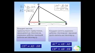 Метричні співвідношення у прямокутному трикутнику