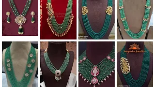 Pure Emerald Beads Jewellery Customised in Gold With Weight|Beads jewellery Collection||Lightweight