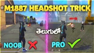 M1887 one tap headshot pro tips&tricks In free fire in Telugu